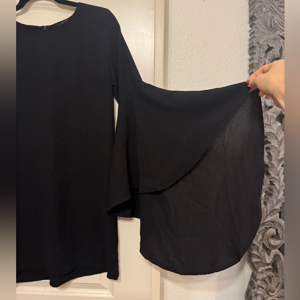 Olivaceous black bell sleeve mini dress. Size small.